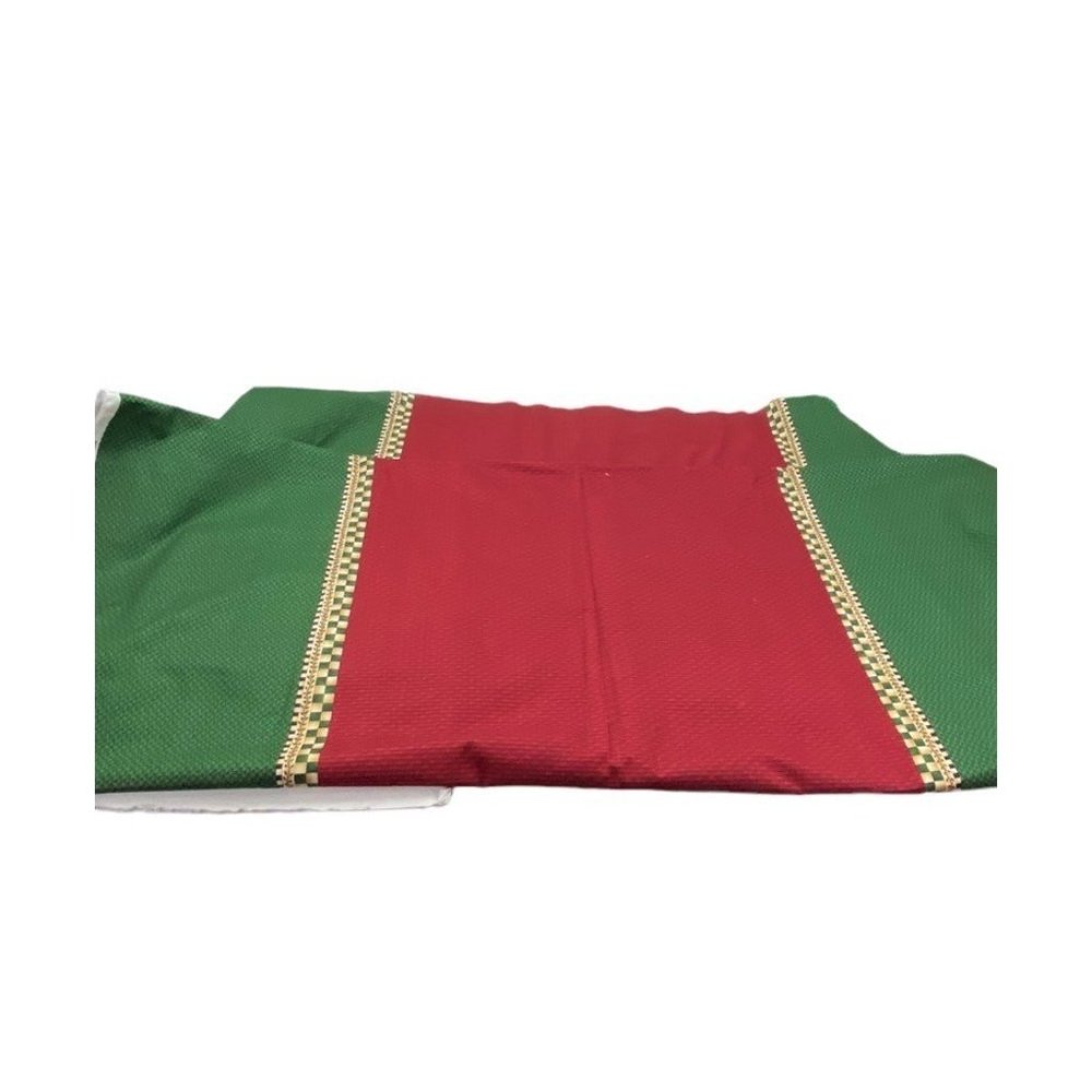 Vintage Christmas Holiday Table Cloth Sewing Fabric Red  Green over 3 Yards